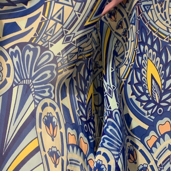 Candy Rose Fringe Hem Sheer Paisley Mosaic Boho Poncho Sheer Kimono - Picture 10 of 12